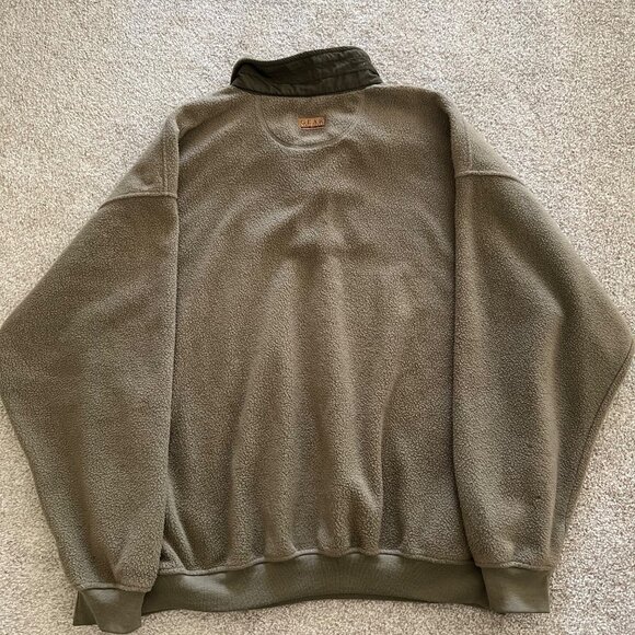 United States Marines Olive Green Quarter Zip Fleece Pullover Oversized Sleeves - Picture 5 of 9